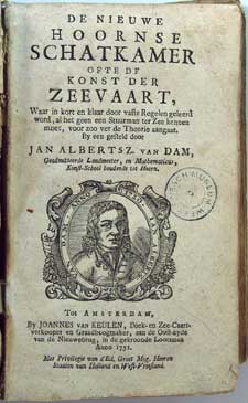 Titelpagina van “De Nieuwe Hoornse Schatkamer ofte der Konst der Zeevaart”, 1751.