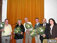 v.l.n.r. Frans Zack, Femke Uiterwijk, Henk Saaltink, Rob de Knegt, Leo Hoogeveen en geheel rechts secretaris OH Nelleke Huisman.