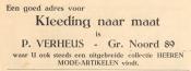 advertentie - P. Verheus - Kleeding naar maat